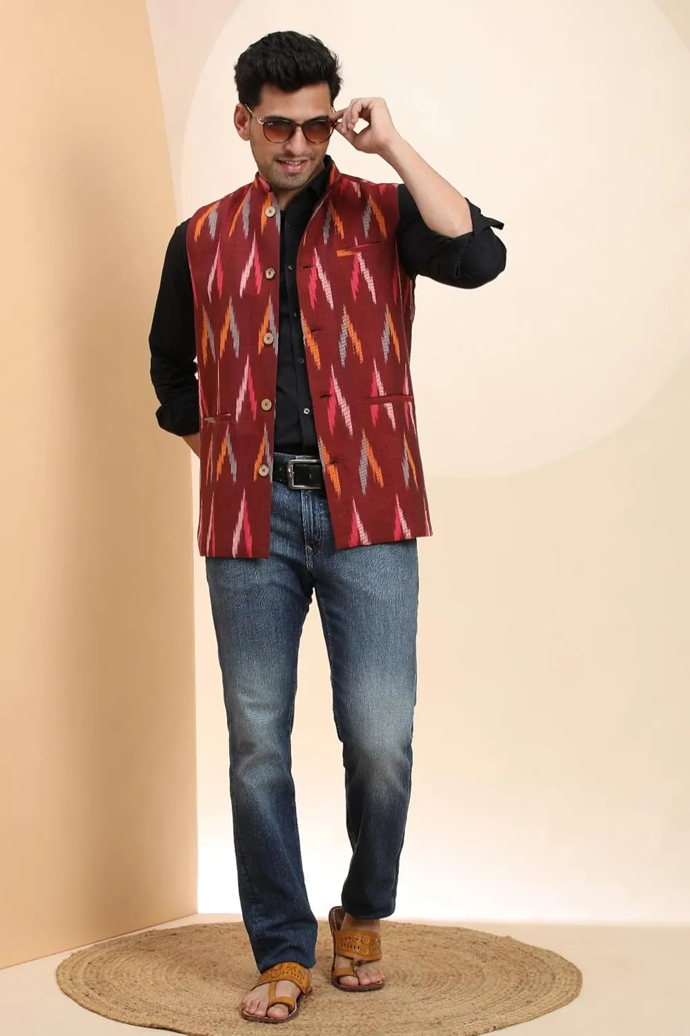 SKAVIJ Men's Casual Nehru Jacket Business Vests Lightweight Waistcoat Slim Fit Suit Vest