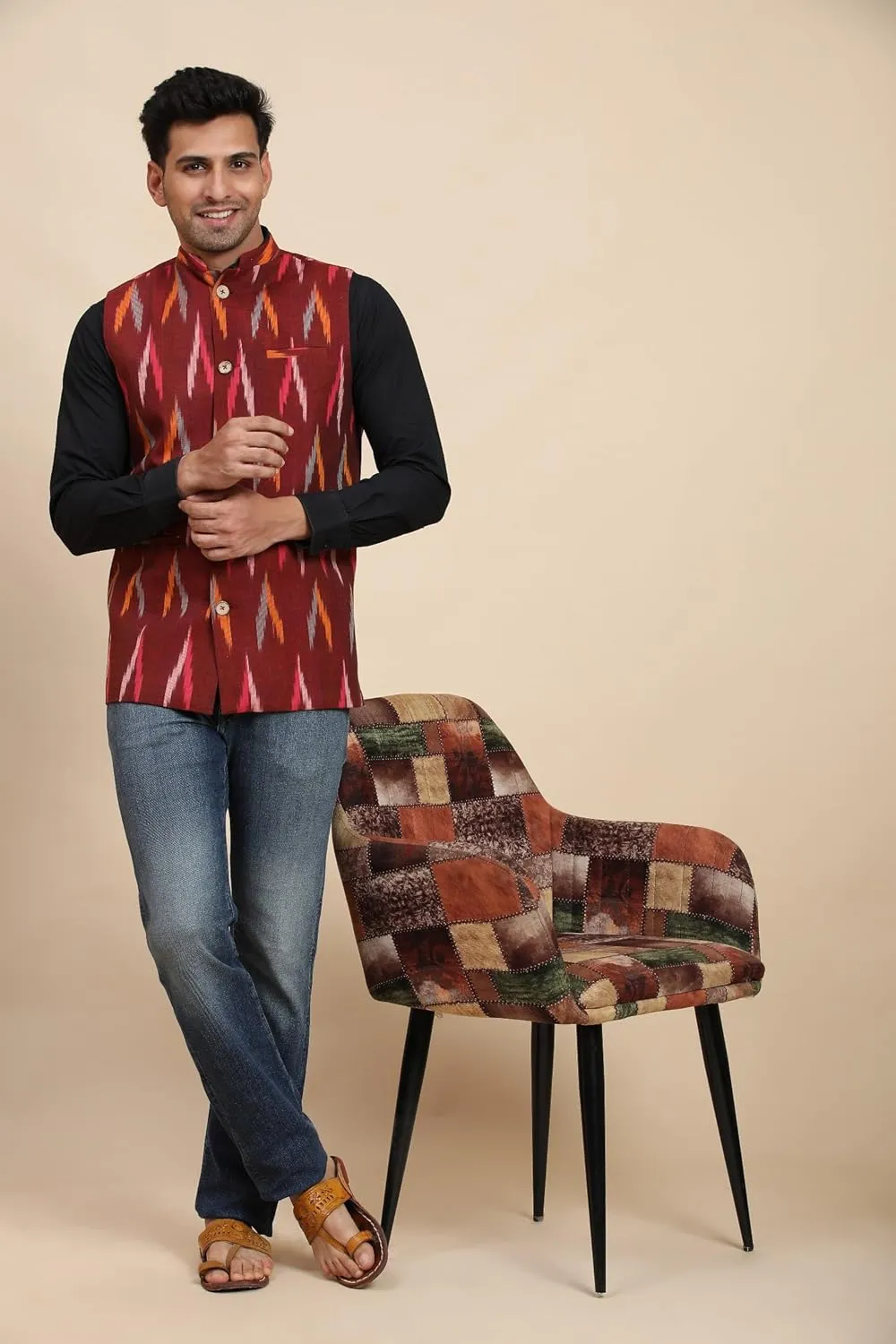 SKAVIJ Men's Casual Nehru Jacket Business Vests Lightweight Waistcoat Slim Fit Suit Vest