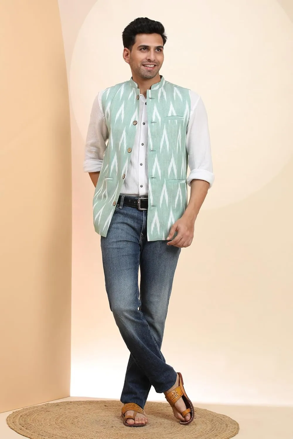 SKAVIJ Men's Casual Nehru Jacket Business Vests Lightweight Waistcoat Slim Fit Suit Vest
