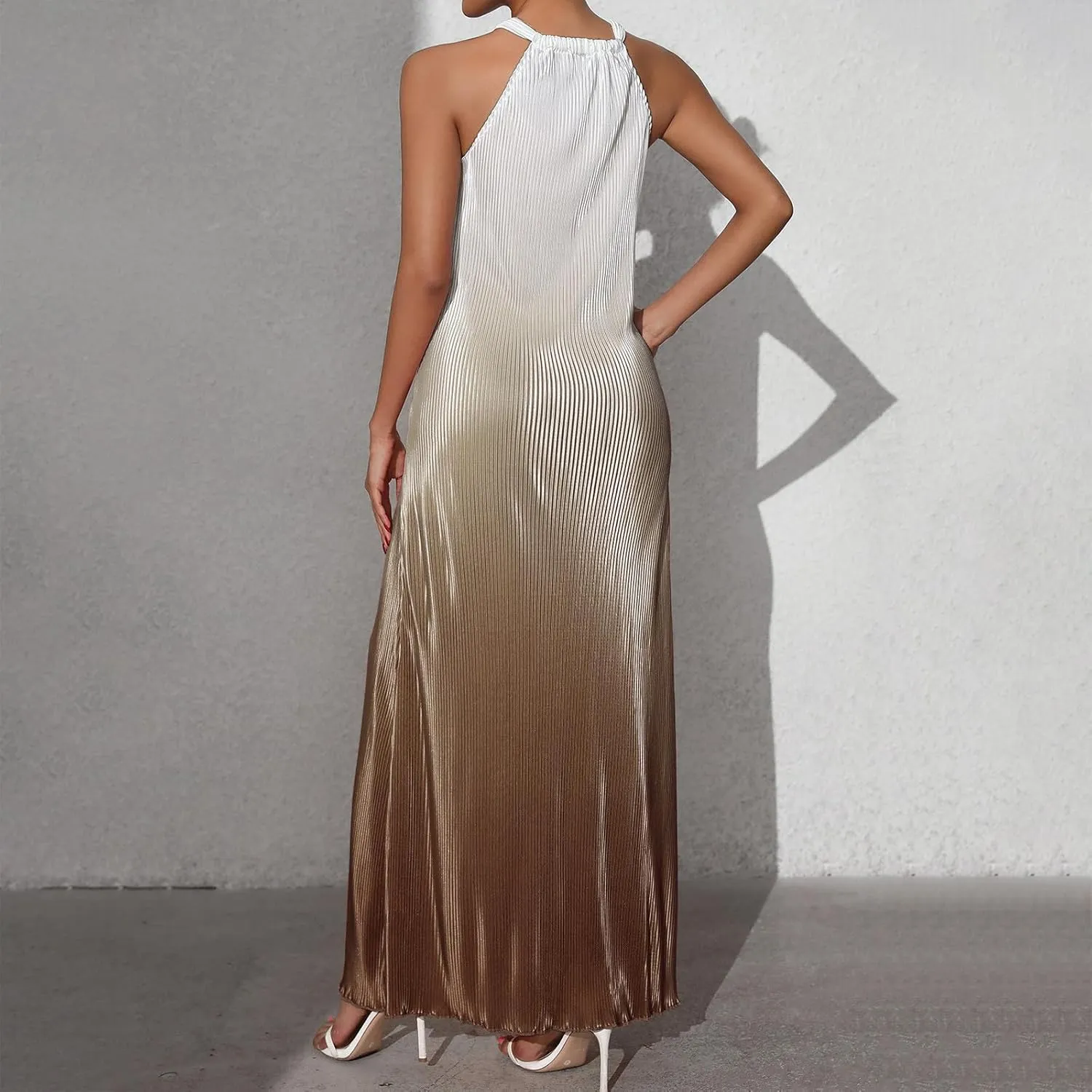SMIDOW Maxi Dresses for Women 2025 Sexy Elegant Sleeveless Halter Neck Long Dress Gradient Cocktail Party Prom Dress