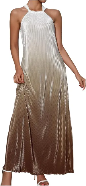 SMIDOW Maxi Dresses for Women 2025 Sexy Elegant Sleeveless Halter Neck Long Dress Gradient Cocktail Party Prom Dress