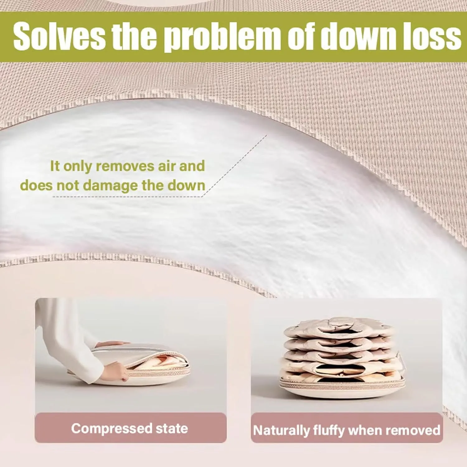 Space Saving Hanging Garment Bag with Self Compression Zipper, 2025 Upgrade Closet Organizer, Ideal for Down Coat Storage with Dust Cover (Beige, M35.43 * 22.83 * 5.91In)
