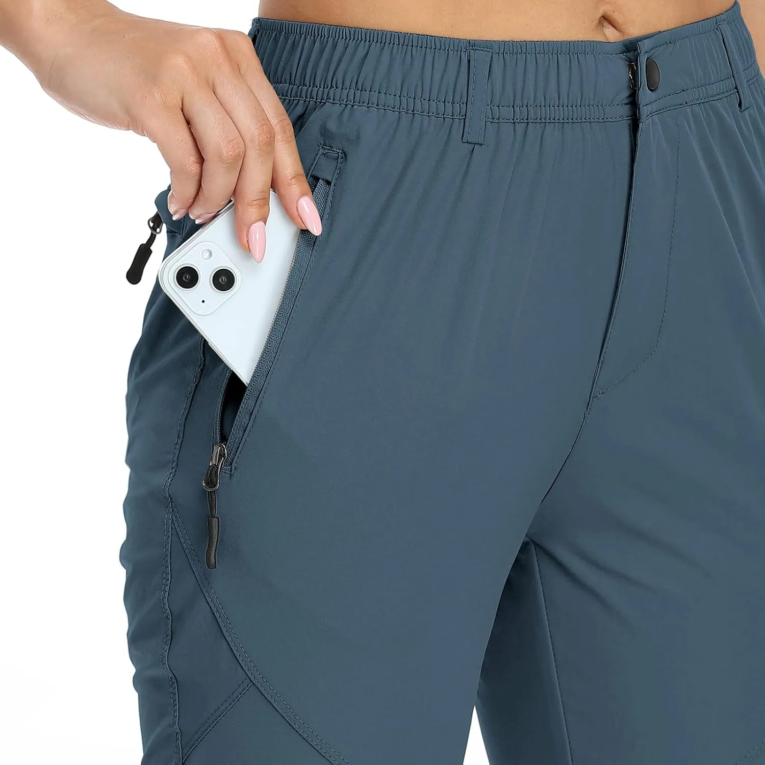 SPOSULEI Womens Summer Lightweight Pants Outdoor Nylon Quick Dry Travel Golf Hiking Sweatpants with Zipper Pockets