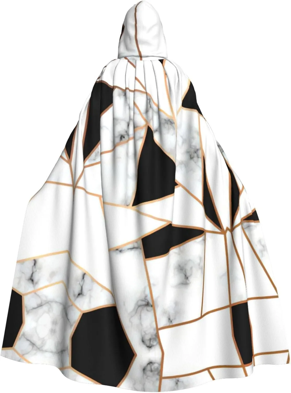 SSIMOO Black and White Marble Texture Eye-Catching Cosplay Costume Cape for Women - Unisex Vampire Cloak for Halloween.