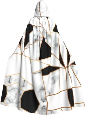 SSIMOO Black and White Marble Texture Eye-Catching Cosplay Costume Cape for Women - Unisex Vampire Cloak for Halloween.