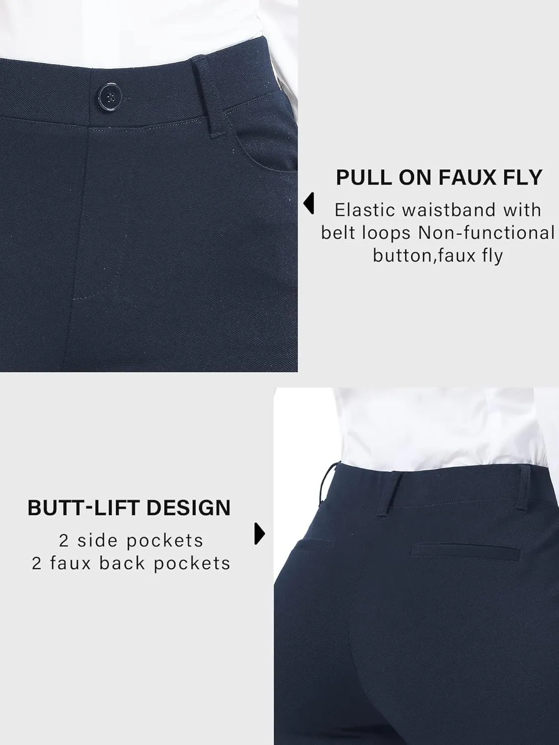 Stelle Women 28"/30"/ 32" Bootcut Dress Pants Business Casual Work Pants with Pockets Pull On Regular Slacks for Office