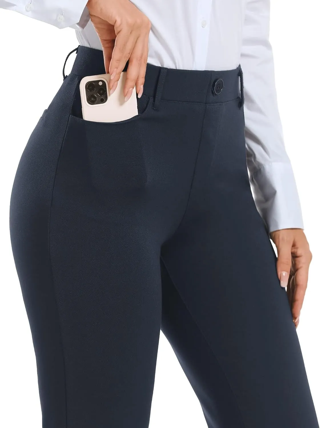 Stelle Women 28"/30"/ 32" Bootcut Dress Pants Business Casual Work Pants with Pockets Pull On Regular Slacks for Office