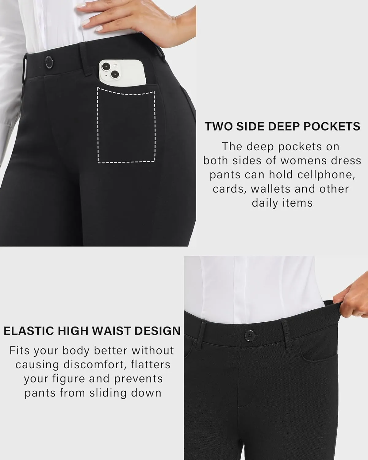 Stelle Women Dress Pants Business Casual Straight Leg 30" Stretch Work Pants Pull On Slim-fit Regular Slacks with 4 Pockets