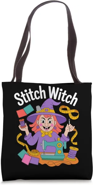 Stitch Witch Sewing Magic Needle Fun Tote Bag