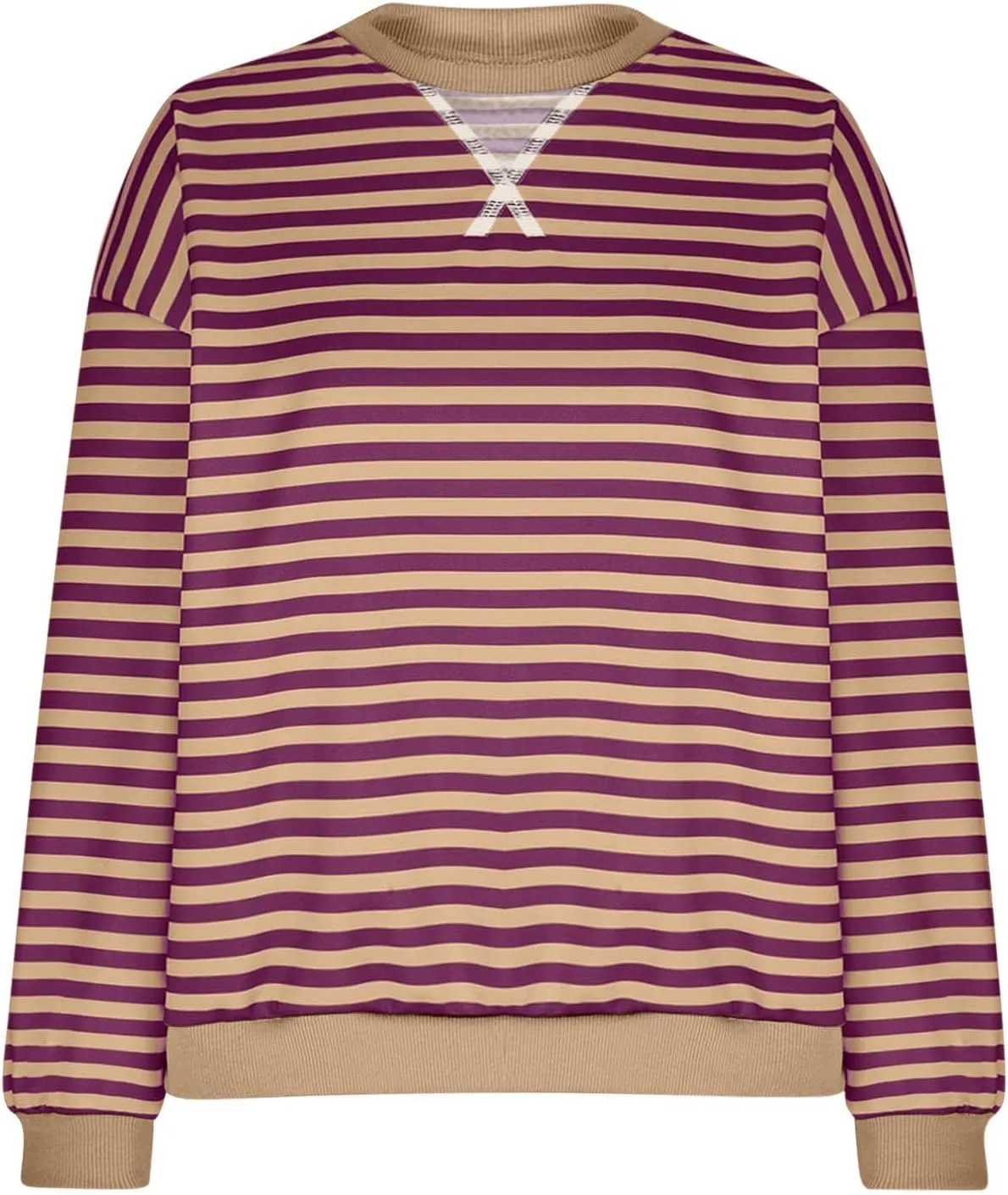 Striped Sweatshirt For Women 2024 Cute Fall Fashion Oversized Long Sleeve Crewneck Pullover Tops Teens y2k Outfits