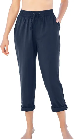 Swim 365 Women's Plus Size Taslon Cover Up Roll-Up Pant