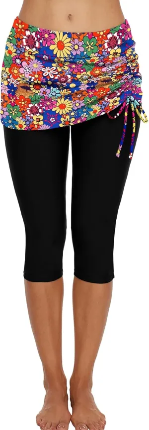 Swimming Water Pants Skirted Swim Shorts Cropped Capri Surf Leggings Wetsuit Pants UV Boardshorts for Women