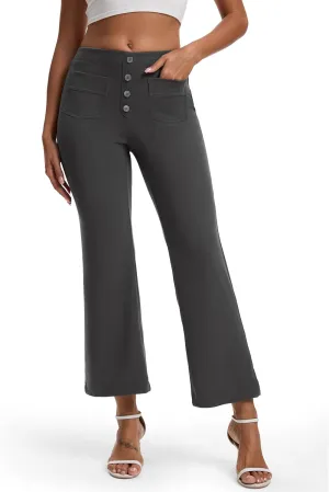Tapata Womens 24/26/29 Inseam Cropped Flare Dress Pants Button 4 Pockets Capris Stretchy Work Casual Ankle Pant Trousers