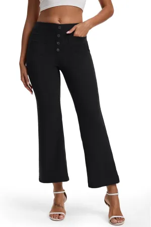 Tapata Womens 24/26/29 Inseam Cropped Flare Dress Pants Button 4 Pockets Capris Stretchy Work Casual Ankle Pant Trousers