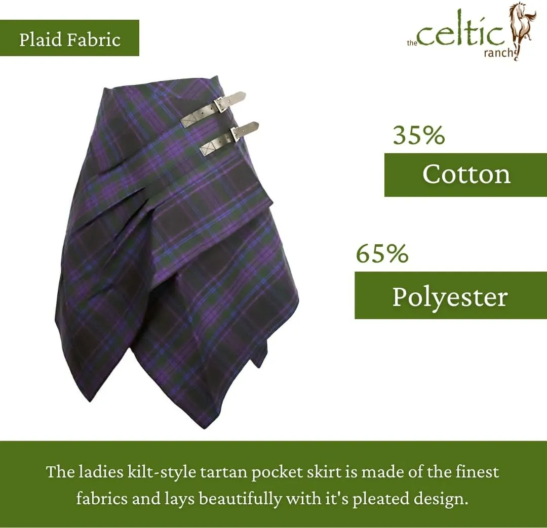Tartan Skirt, Women's Plaid Skirt with Pockets, Ladies' Scottish Skirts