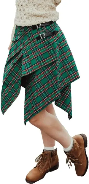 Tartan Skirt, Women's Plaid Skirt with Pockets, Ladies' Scottish Skirts