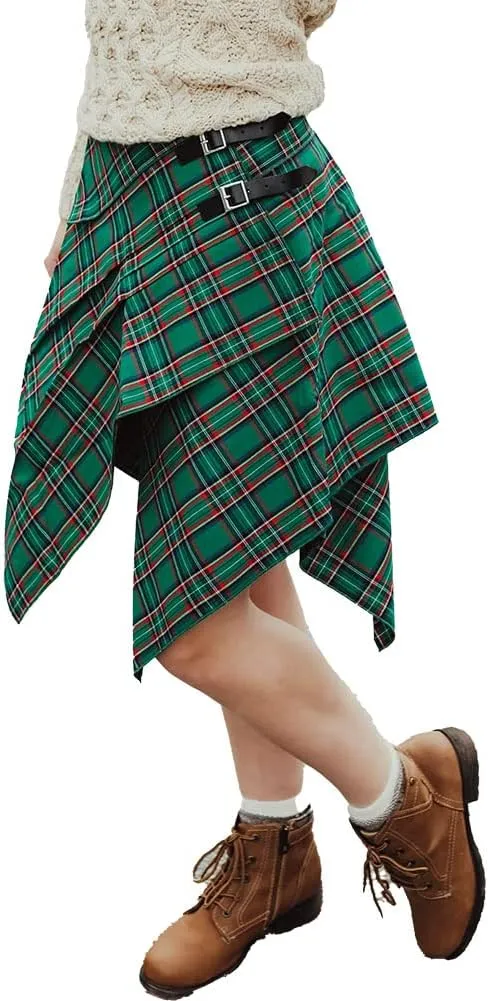 Tartan Skirt, Women's Plaid Skirt with Pockets, Ladies' Scottish Skirts