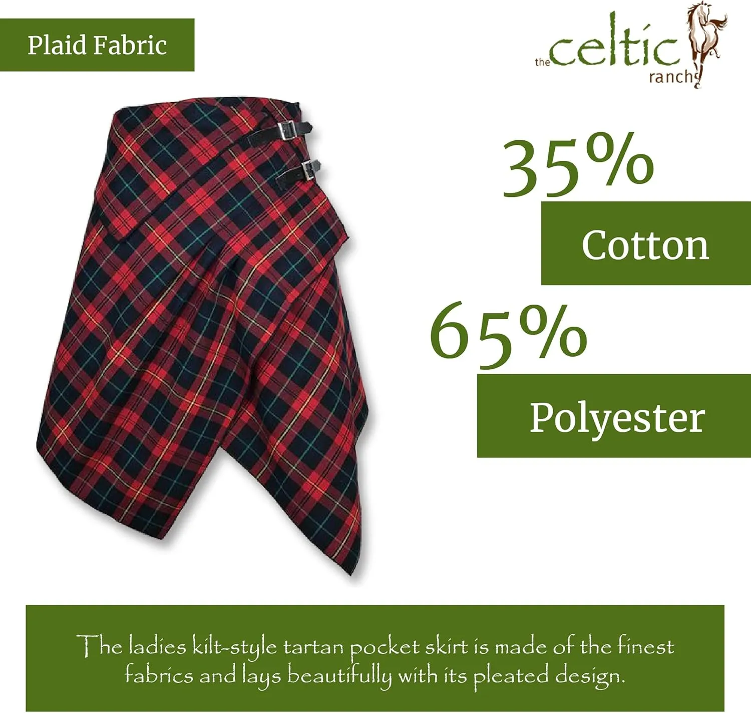 Tartan Skirt, Women's Plaid Skirt with Pockets, Ladies' Scottish Skirts