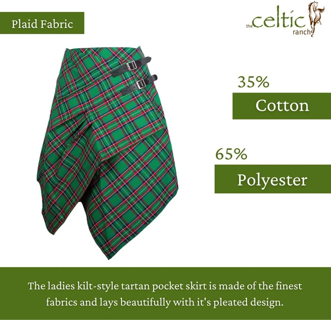 Tartan Skirt, Women's Plaid Skirt with Pockets, Ladies' Scottish Skirts