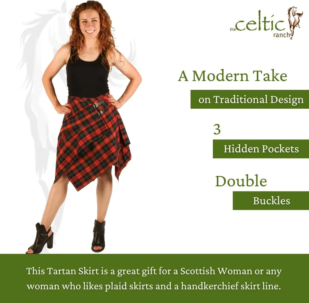 Tartan Skirt, Women's Plaid Skirt with Pockets, Ladies' Scottish Skirts