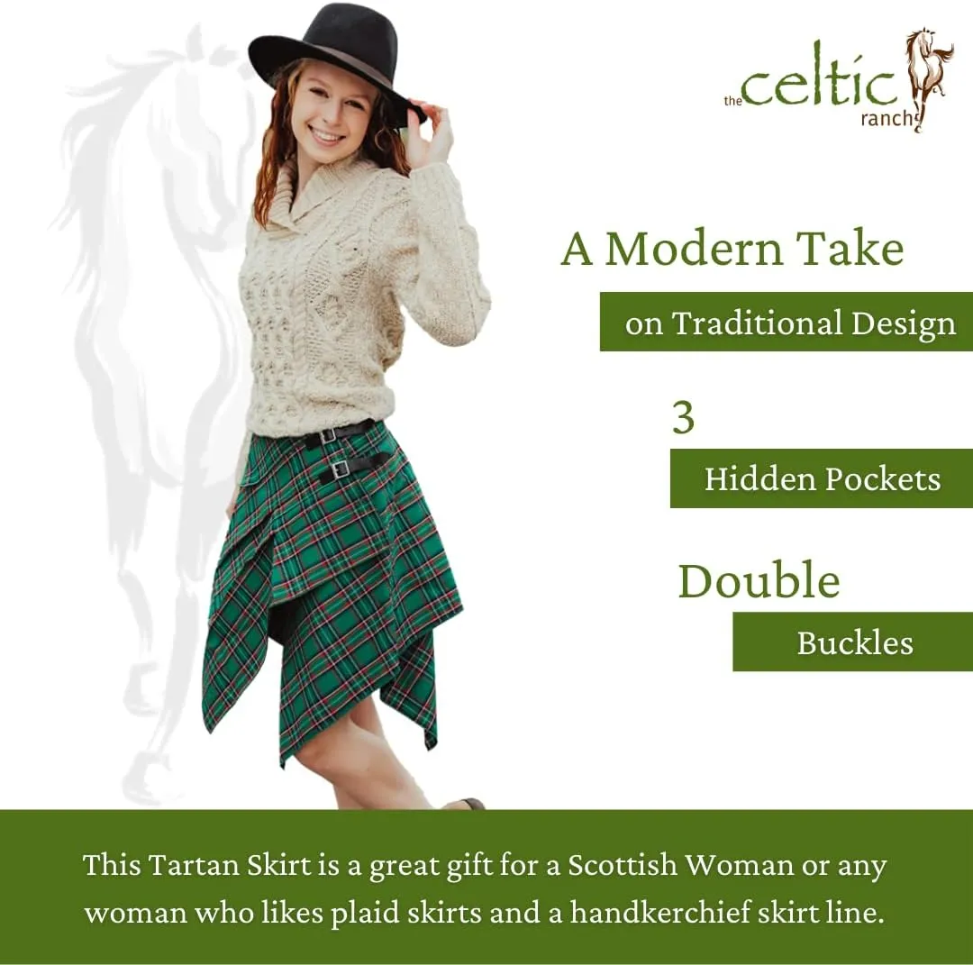 Tartan Skirt, Women's Plaid Skirt with Pockets, Ladies' Scottish Skirts
