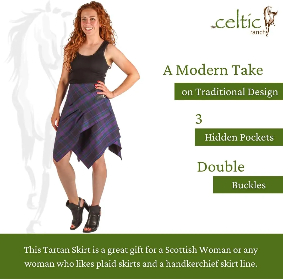 Tartan Skirt, Women's Plaid Skirt with Pockets, Ladies' Scottish Skirts