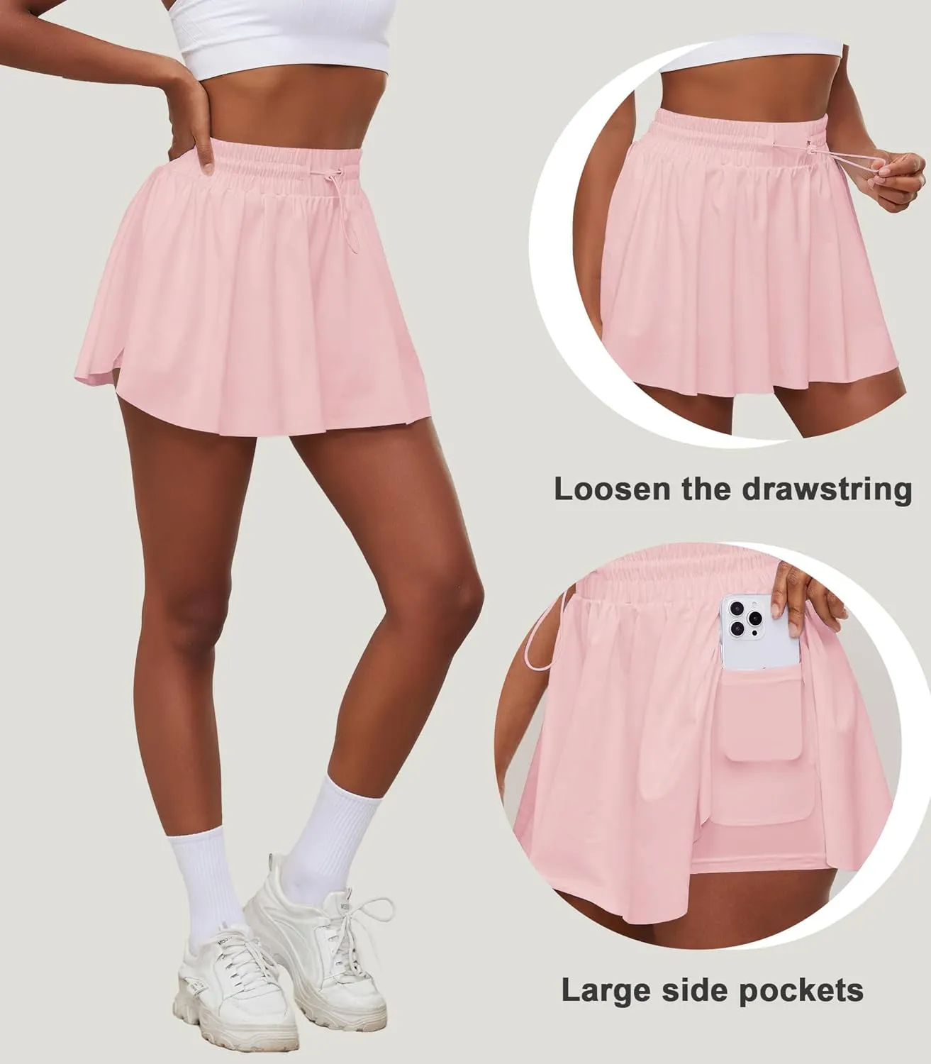 Tennis Skirts for Women Pleated Athletic Skort High Waisted Golf Skirts with Shorts Pocket Athletic Running Activewear