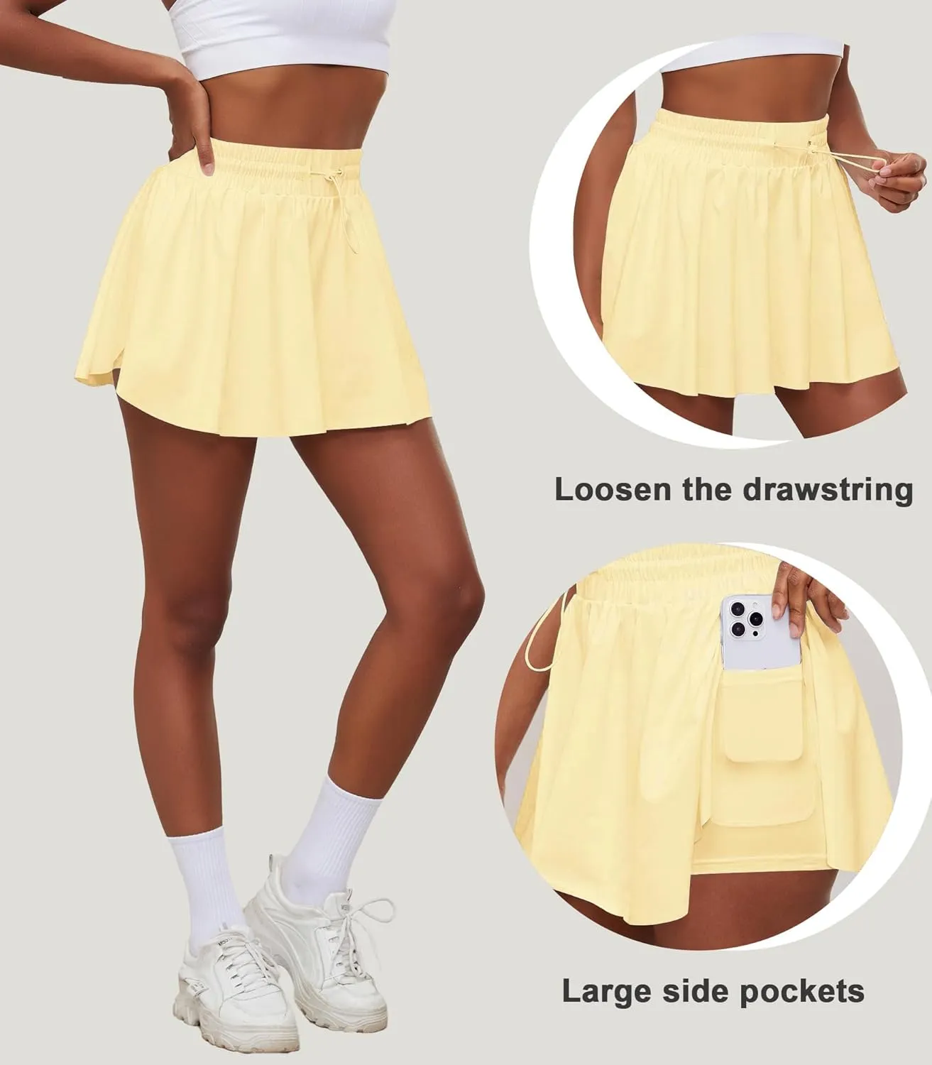 Tennis Skirts for Women Pleated Athletic Skort High Waisted Golf Skirts with Shorts Pocket Athletic Running Activewear