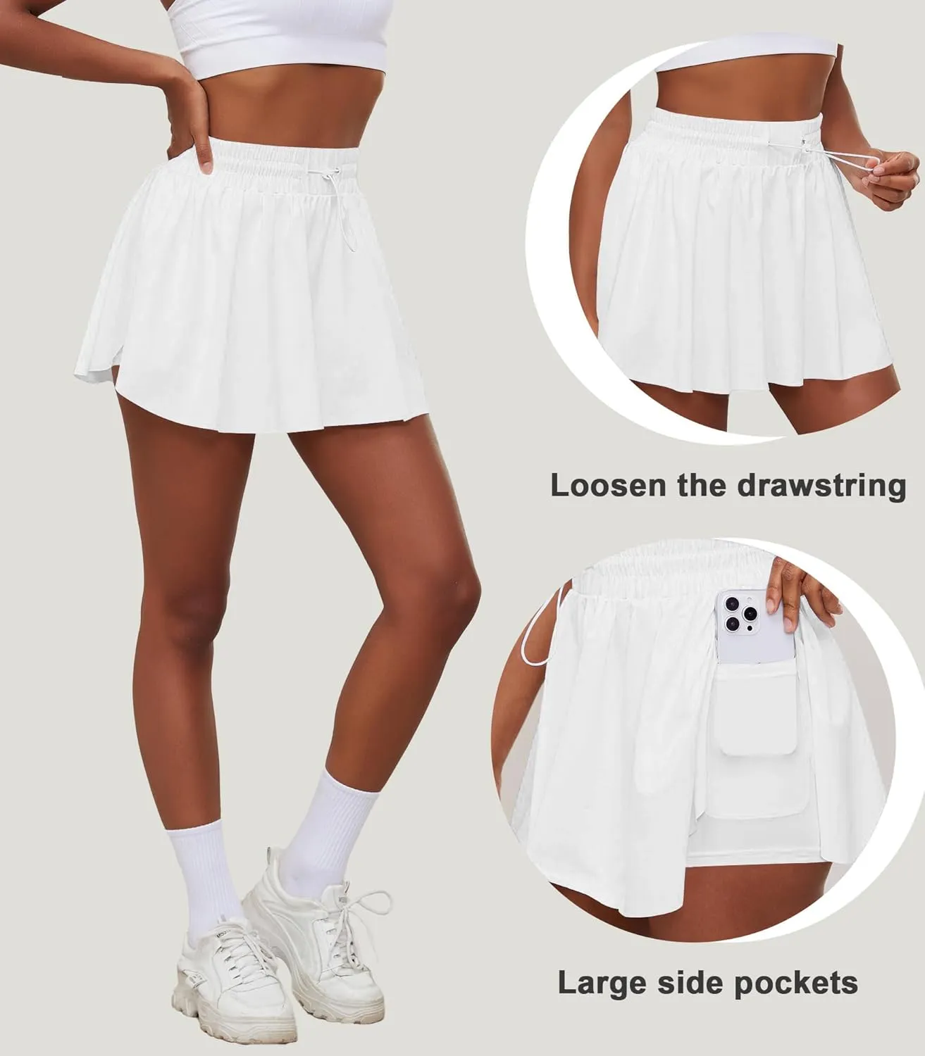 Tennis Skirts for Women Pleated Athletic Skort High Waisted Golf Skirts with Shorts Pocket Athletic Running Activewear
