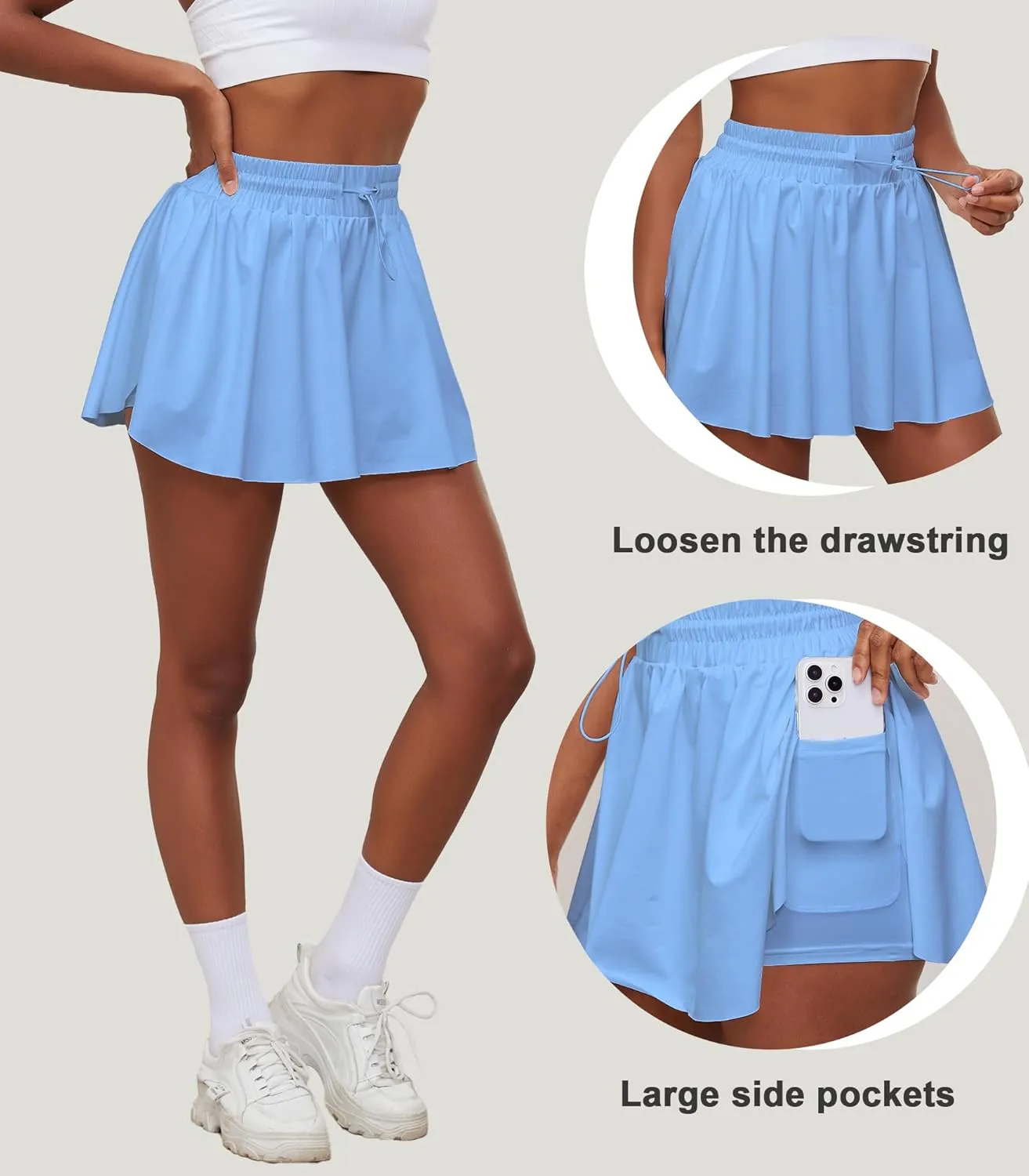 Tennis Skirts for Women Pleated Athletic Skort High Waisted Golf Skirts with Shorts Pocket Athletic Running Activewear