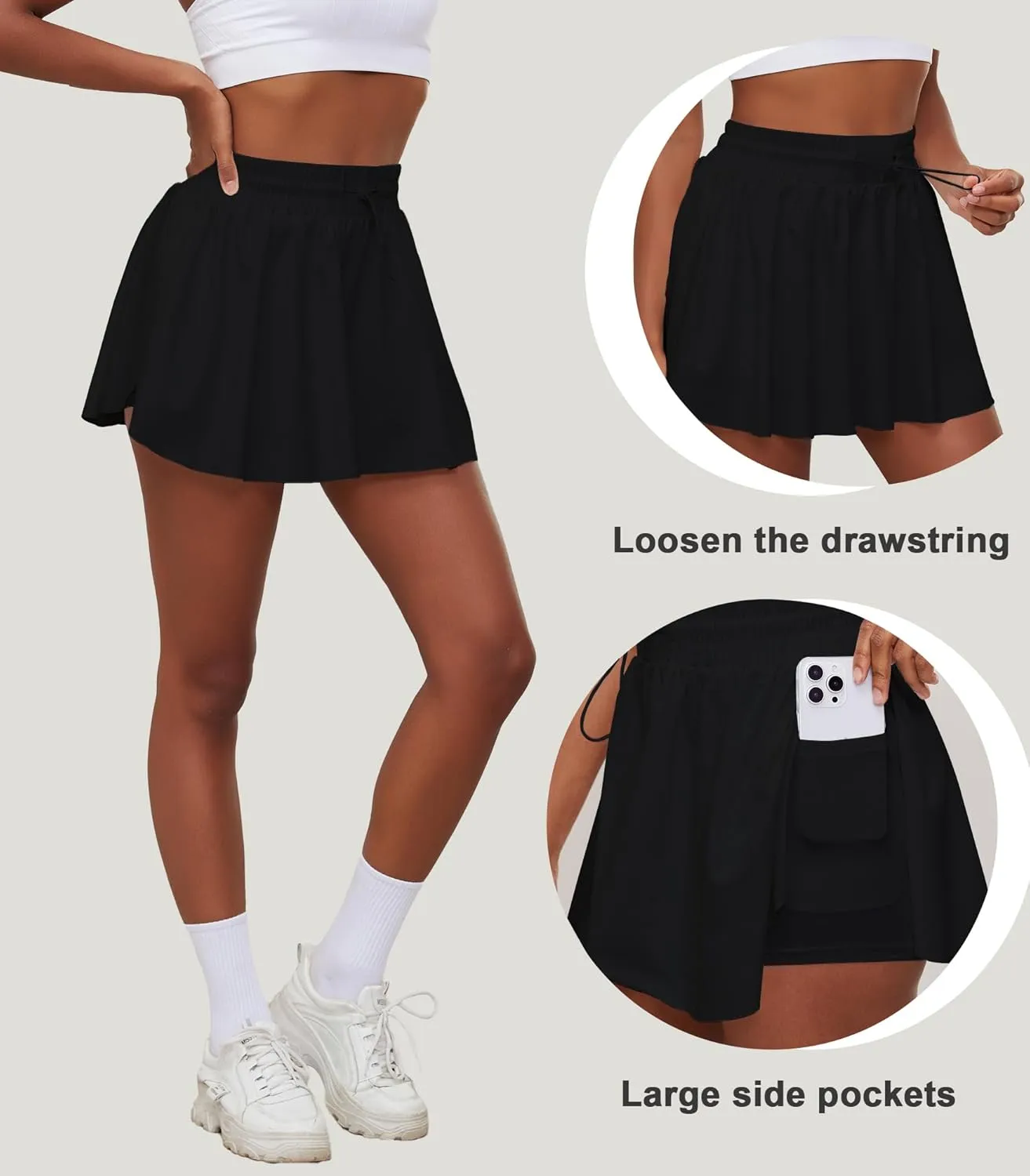 Tennis Skirts for Women Pleated Athletic Skort High Waisted Golf Skirts with Shorts Pocket Athletic Running Activewear