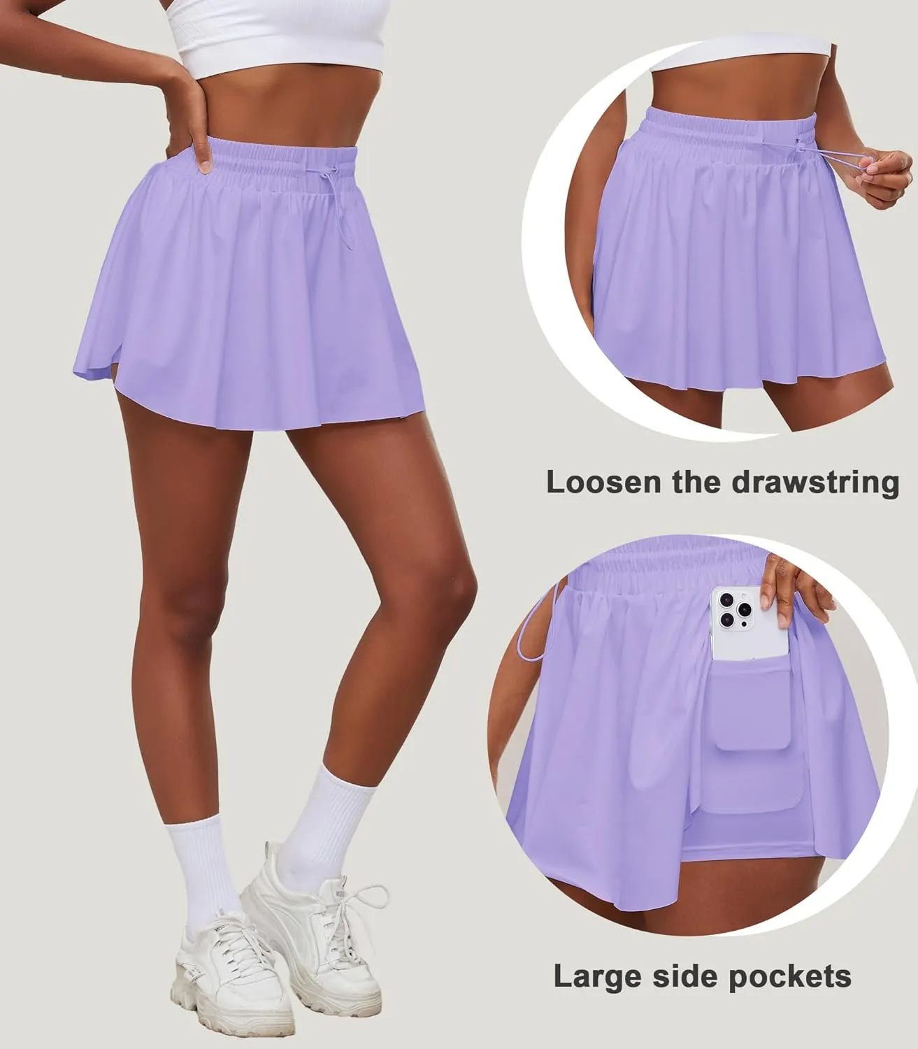 Tennis Skirts for Women Pleated Athletic Skort High Waisted Golf Skirts with Shorts Pocket Athletic Running Activewear