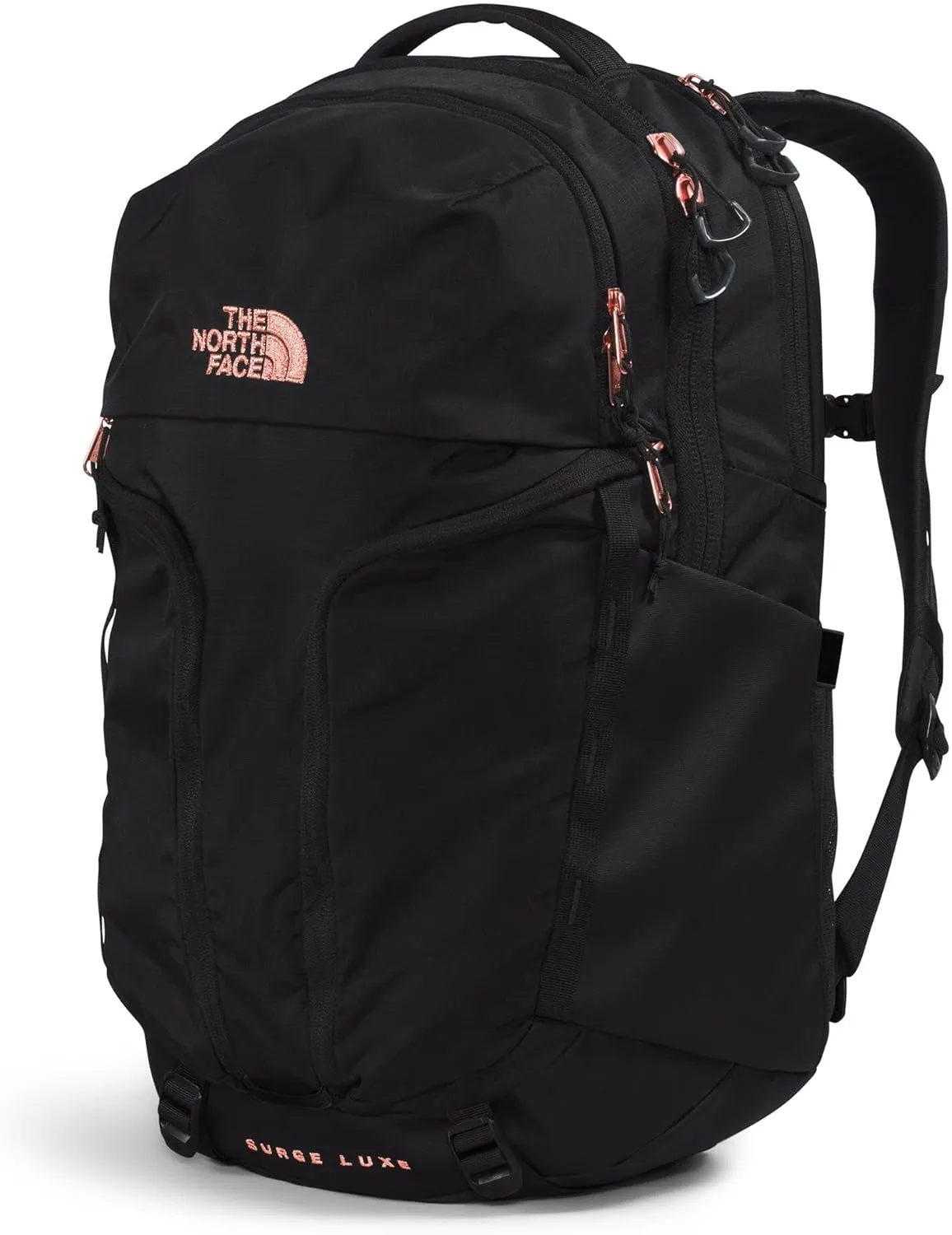 THE NORTH FACE Women's Surge Luxe Computer Laptop Backpack, TNF Black/Burnt Coral Metallic-NPF, One Size