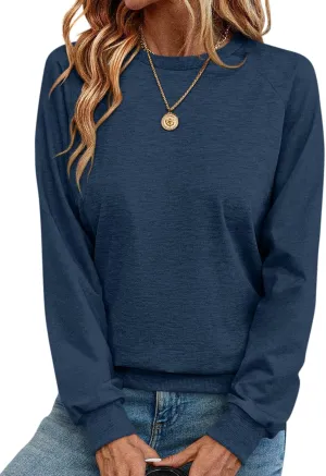 TICTICMIMI Women's Crewneck Sweatshirts Lightweight Long Sleeve Tunic Tops Cute Pullover Shirts