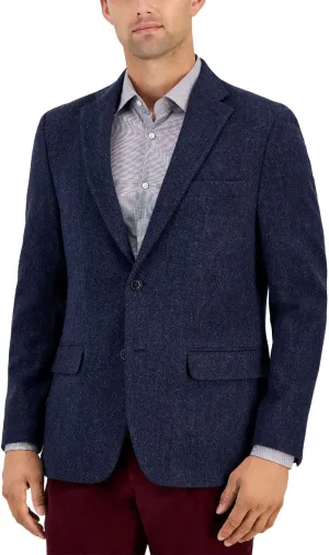 Tommy Hilfiger Men's Modern Fit All Wool Sport Coat Blue 38R