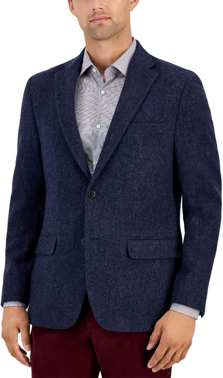 Tommy Hilfiger Men's Modern Fit All Wool Sport Coat Blue 38R