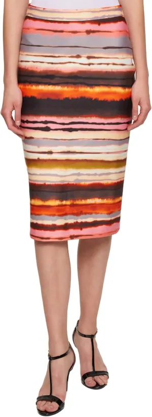 Tommy Hilfiger Sunset Stripe Pencil Skirt Red Multi 2