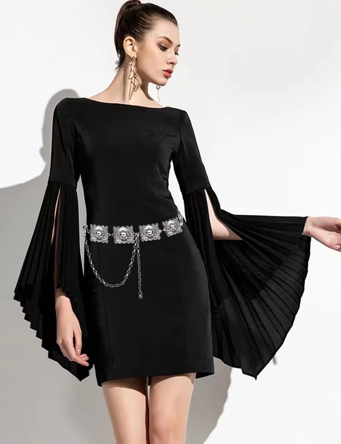 TOPACC Concho belts for Women Western Metal Cowgirl Boho Chain Belt for Dresses Jeans Country Concert Outfit