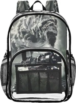 Train Black Kids Backpacks, Clear Plastic Bag, Kid Backpack, See through Backpack
