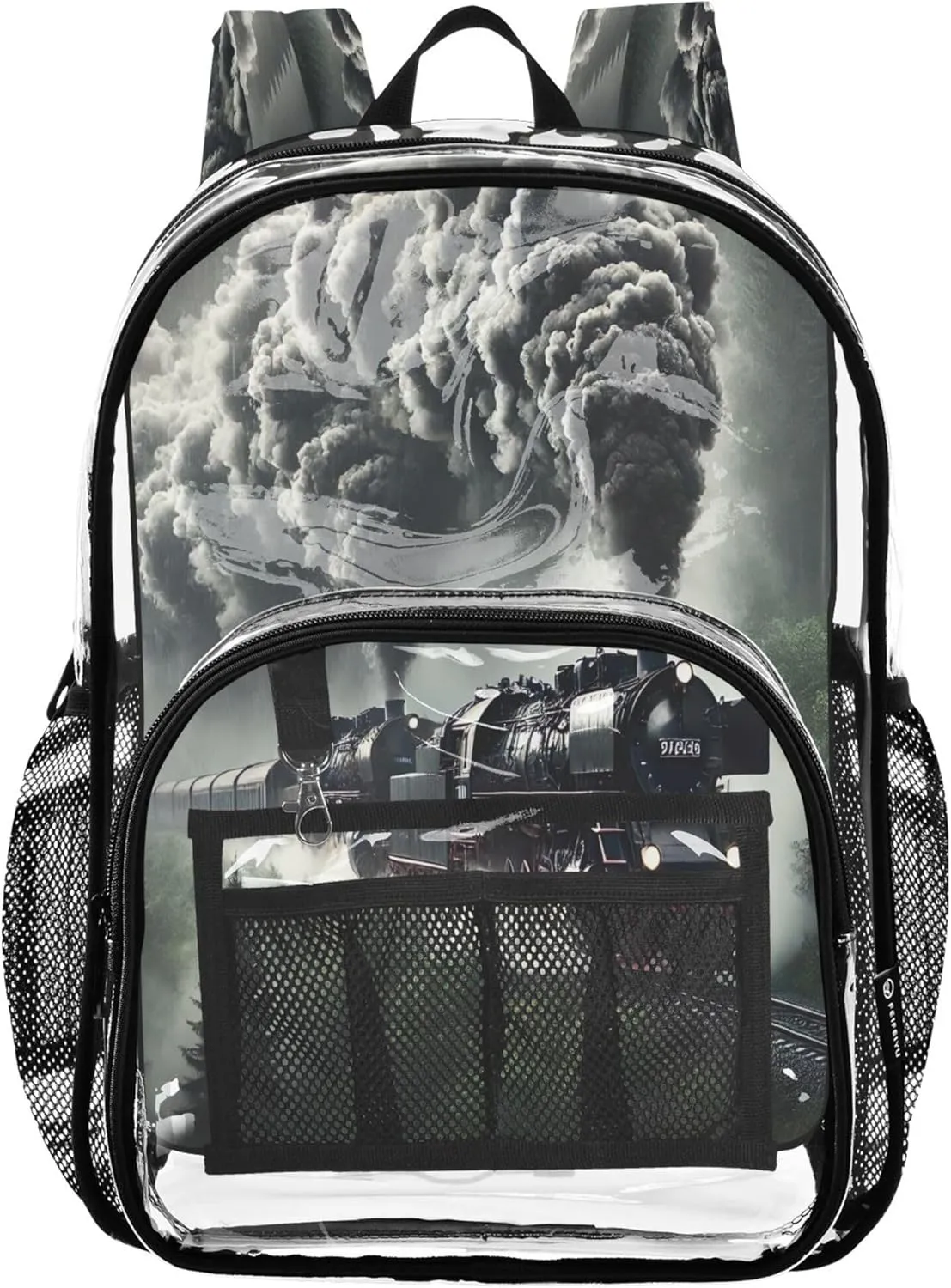 Train Black Kids Backpacks, Clear Plastic Bag, Kid Backpack, See through Backpack