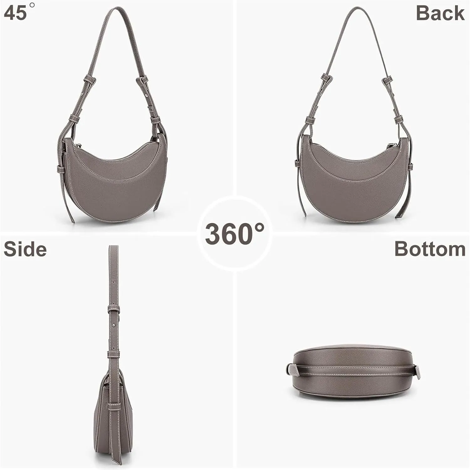 Trendy Handbag Purse Leather Tote Bag Underarm Hobo Bag Top Handle Shoulder Bag Crescent Bag for Women (Black)