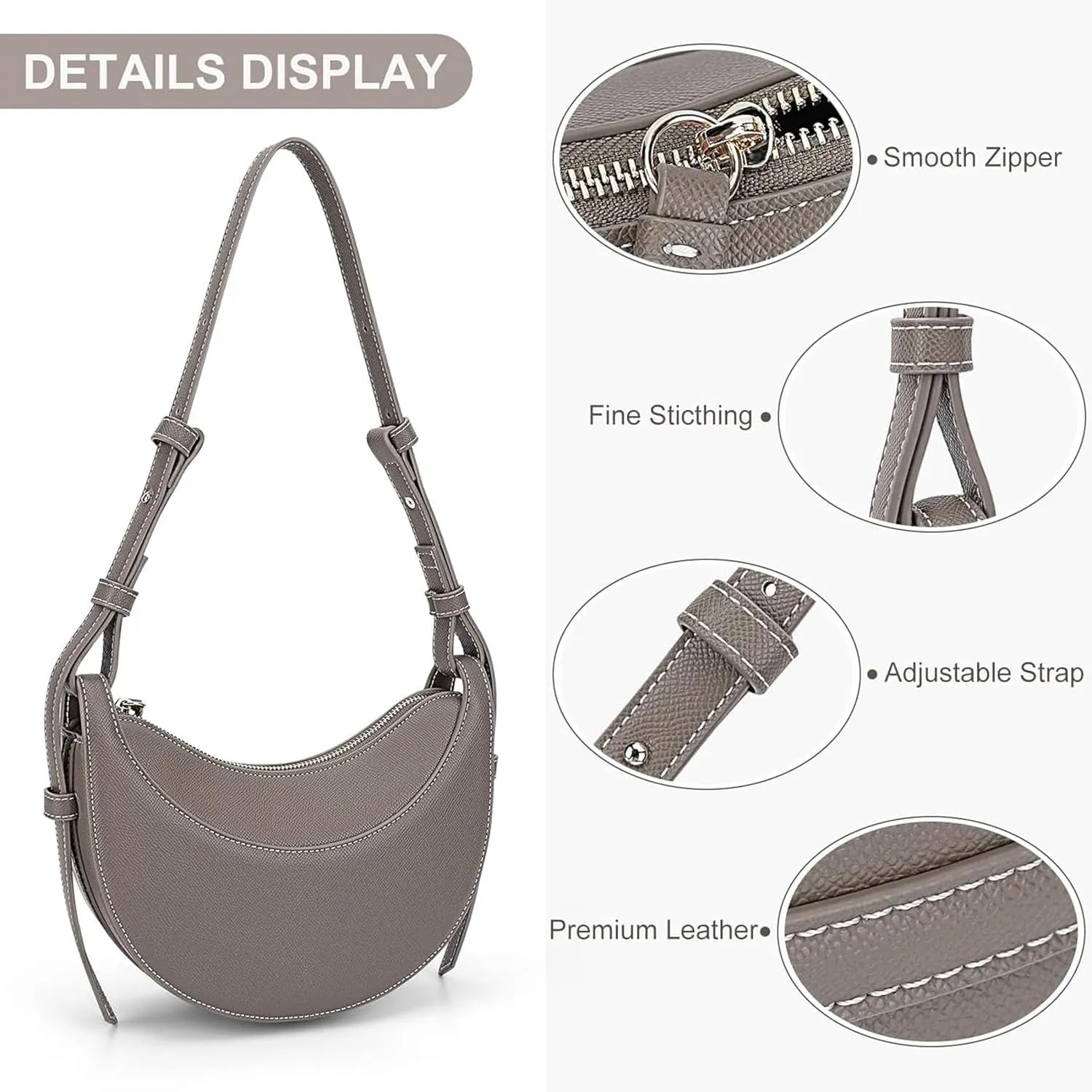 Trendy Handbag Purse Leather Tote Bag Underarm Hobo Bag Top Handle Shoulder Bag Crescent Bag for Women (Black)