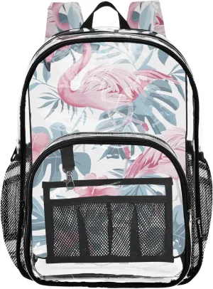 Tropical Pink Flamingo School Bags, Clear Plastic Bag, Clear Bag, Backpack for Girls 10-12