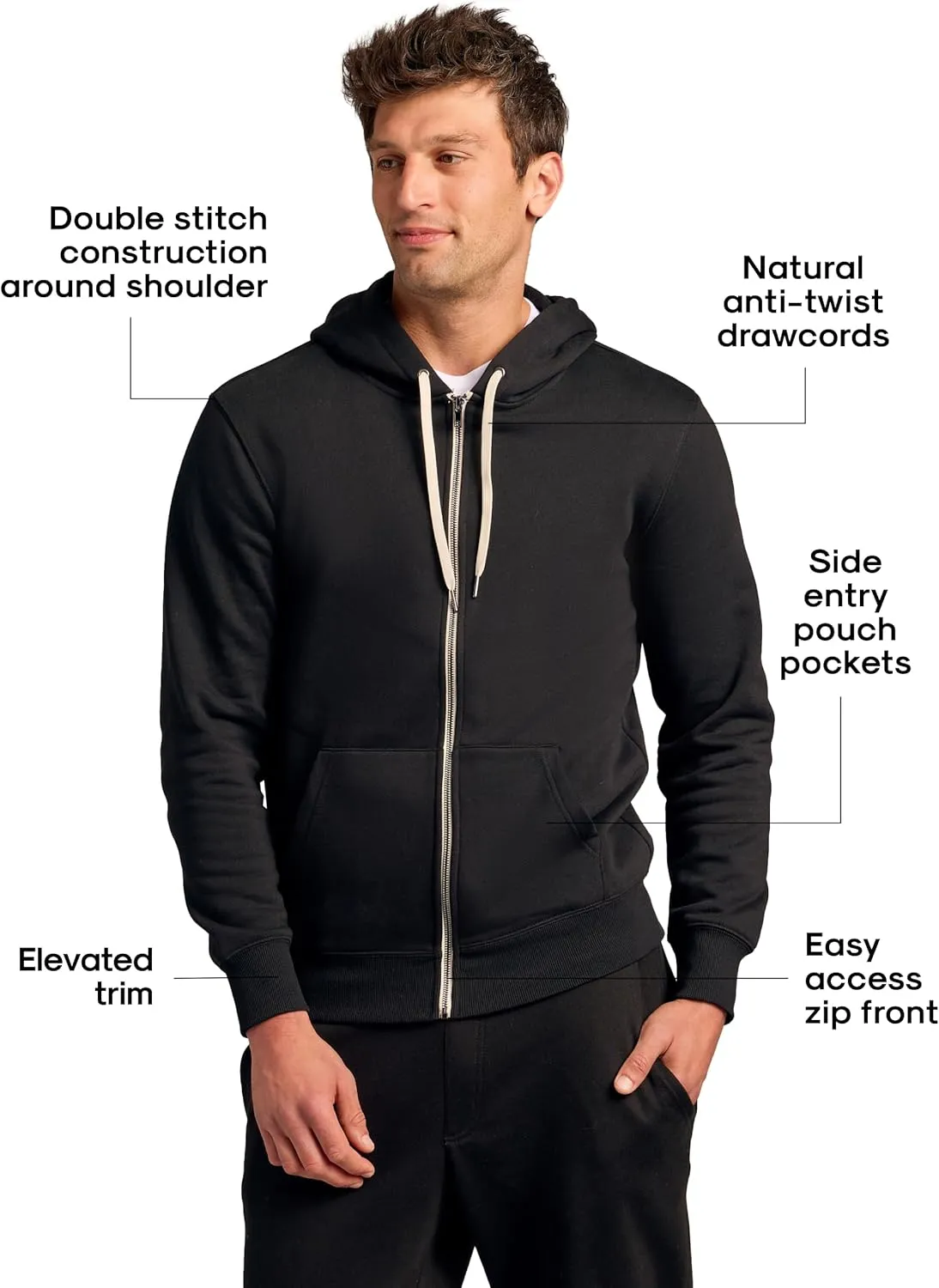 True Classic Mens Hoodies  Fleece Pullover, Zip-Up Hoodies for Men & Active Mens Hooded Sweatshirts