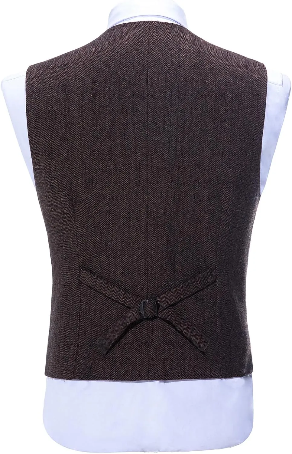 Tuikayoo Mens Herringbone Suits Vests Wool Business Tweed Retro Waistcoats Groomsman Slim Fit
