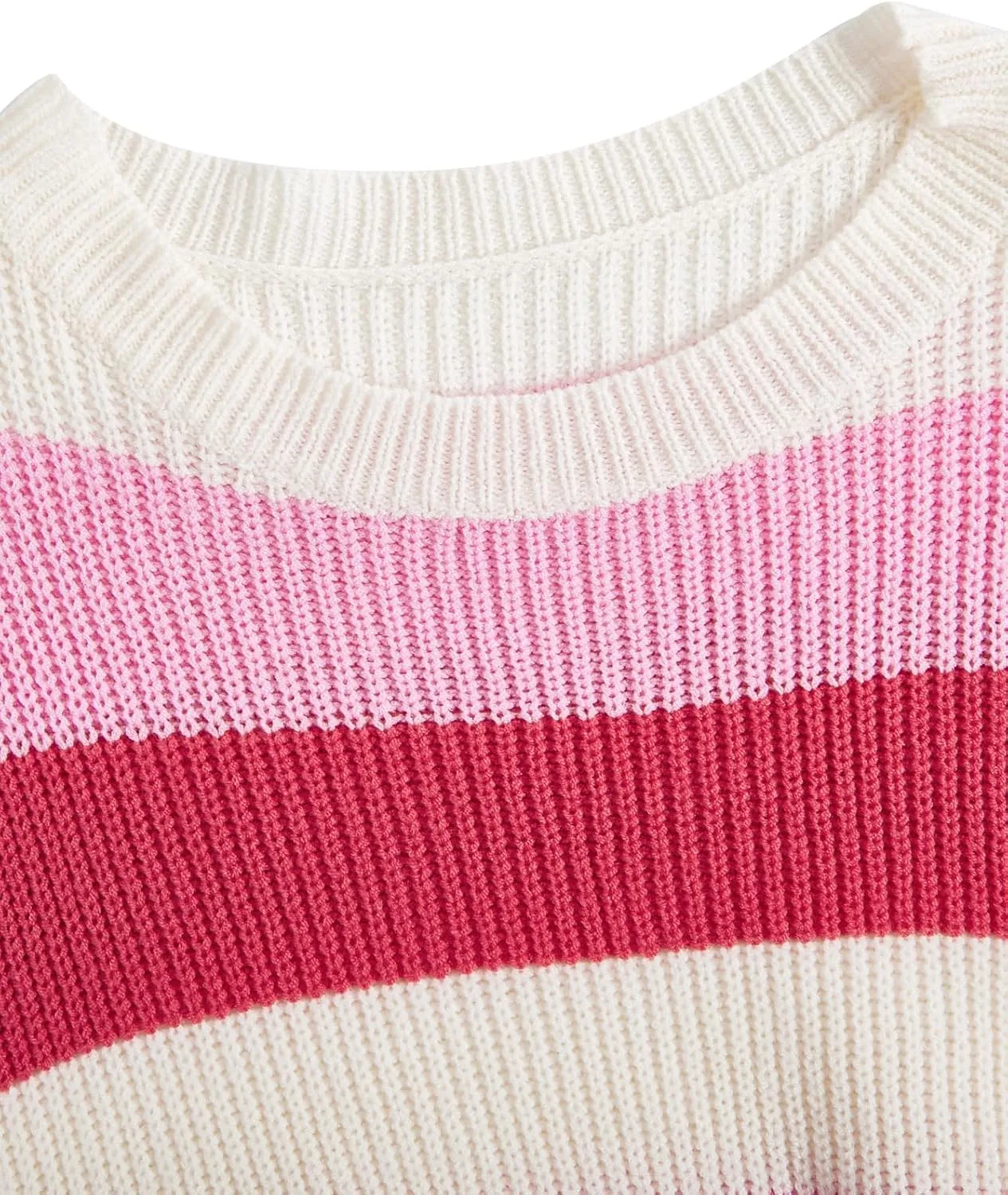 Verdusa Women's Striped Rainbow Cropped Sweater Long Sleeve Lightweight Cute Knit Tops Pullovers