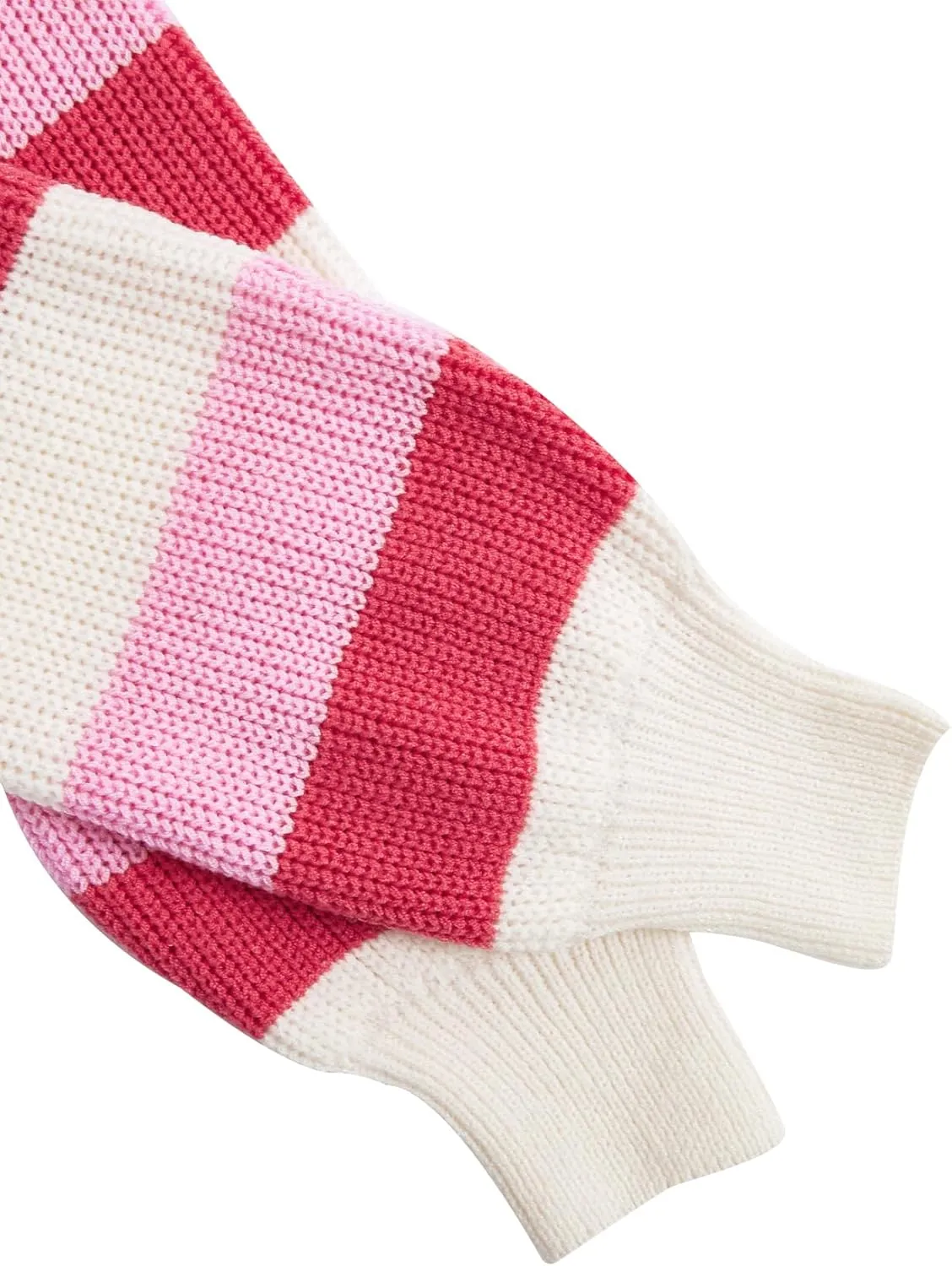 Verdusa Women's Striped Rainbow Cropped Sweater Long Sleeve Lightweight Cute Knit Tops Pullovers