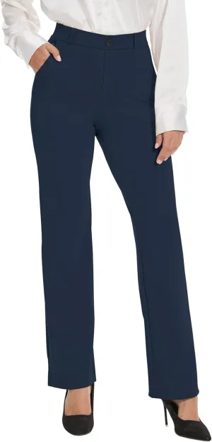 VIMPEP Womens 2024 Fall Stretchy Yoga Dress Pants High Rise Straight Leg with Pockets Casual Petite/Regular 1202