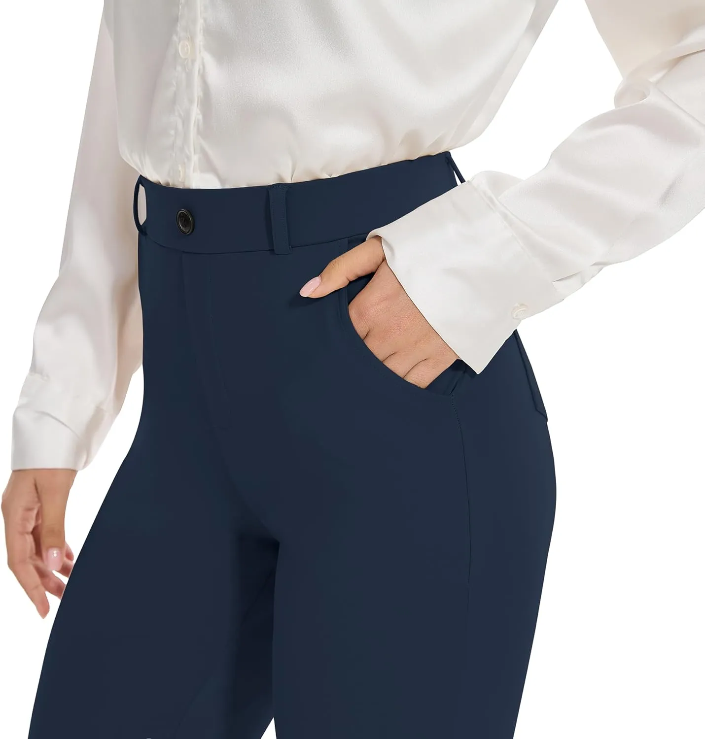 VIMPEP Womens 2024 Fall Stretchy Yoga Dress Pants High Rise Straight Leg with Pockets Casual Petite/Regular 1202