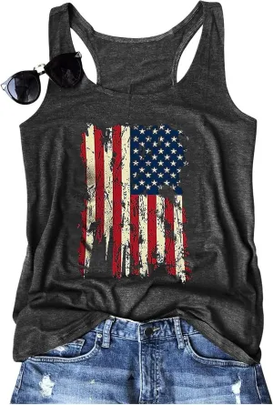 Vintage Mandala Graphic Tank Tops for Women Summer Beach Graphic Loose Tanks Vest USA Flag Vacation Racerback Tank Cami